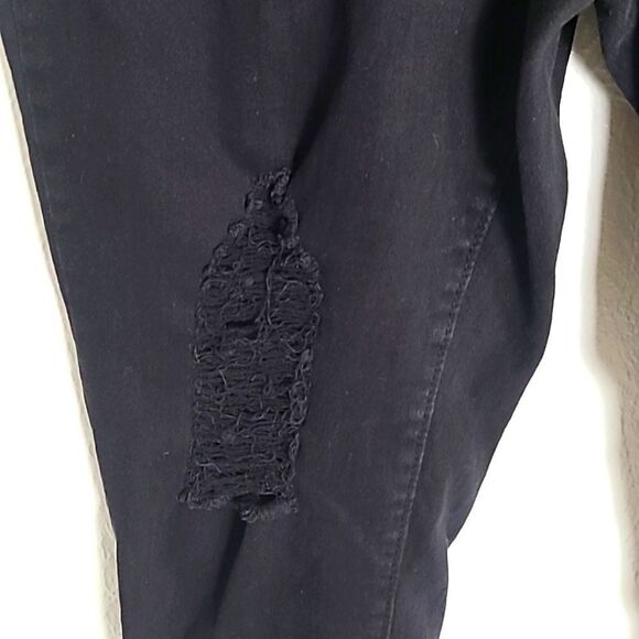 Blue Savvy Black Ripped Straight Leg Jeans, Fringe Hem, Size 20 - Picture 4 of 10